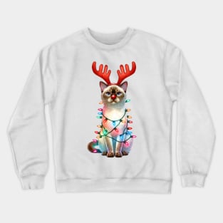 Christmas Red Nose Tonkinese Cat Crewneck Sweatshirt